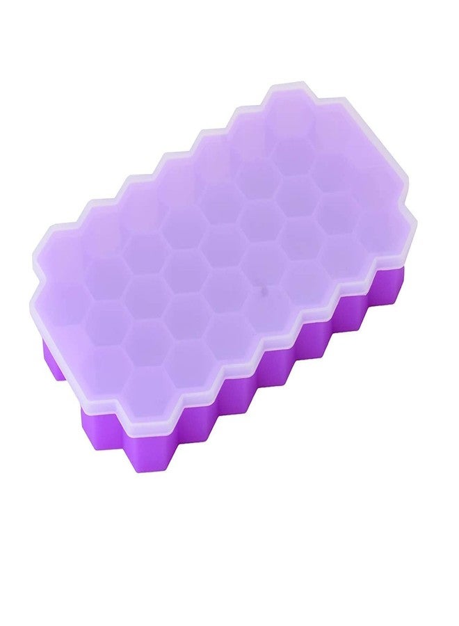 Xpandio Ice Cube Trays for Freezer with Lid-37 Grid Silicone for Small Ice Cube Molds,Easy-Release Reusable in Organizer Bins or Ice Bucket for Cocktail bar or Iced Coffee Cup (Pack of 1) - Image 1